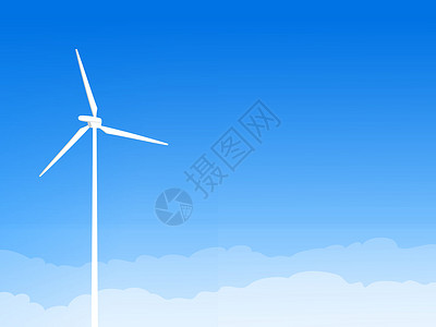 生态风 涡轮和蓝天空背景图片