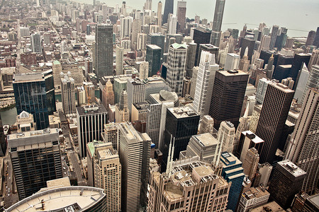 芝加哥空中观察场景建筑天际高楼景观建筑学市中心旅游文明摩天大楼背景图片