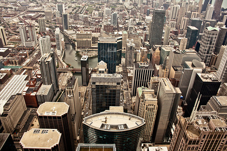 芝加哥空中观察市中心建筑学景观天际街道场景旅游文明高楼建筑背景图片