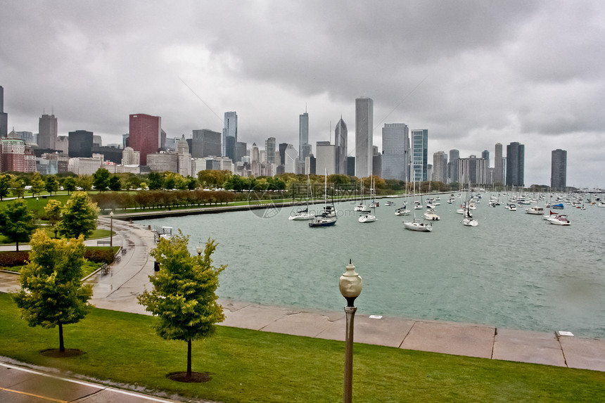 芝加哥都市大都会城市建筑物风景目的地摩天大楼天际天空支撑图片