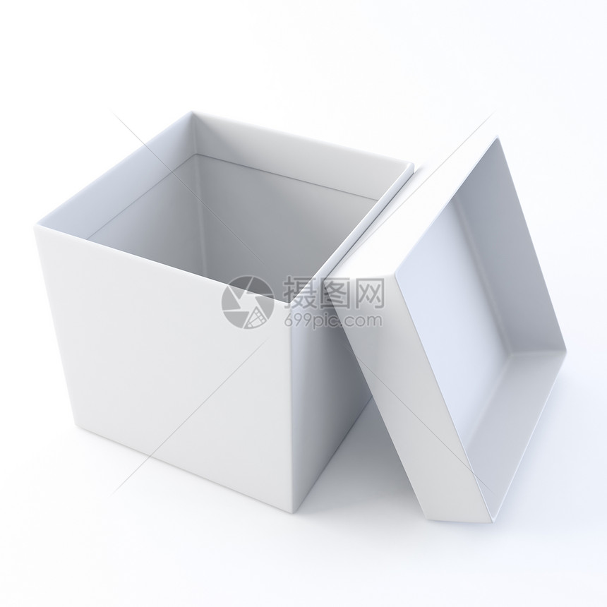 白色打开空框正方形零售插图商品店铺纸盒展示立方体盒子购物图片