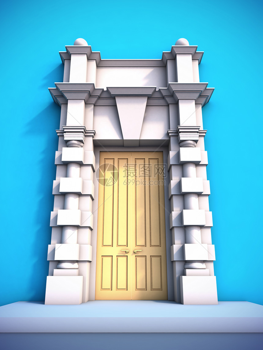 古典门户建筑插图历史出口白色入口蓝色门户网站拱道财产图片