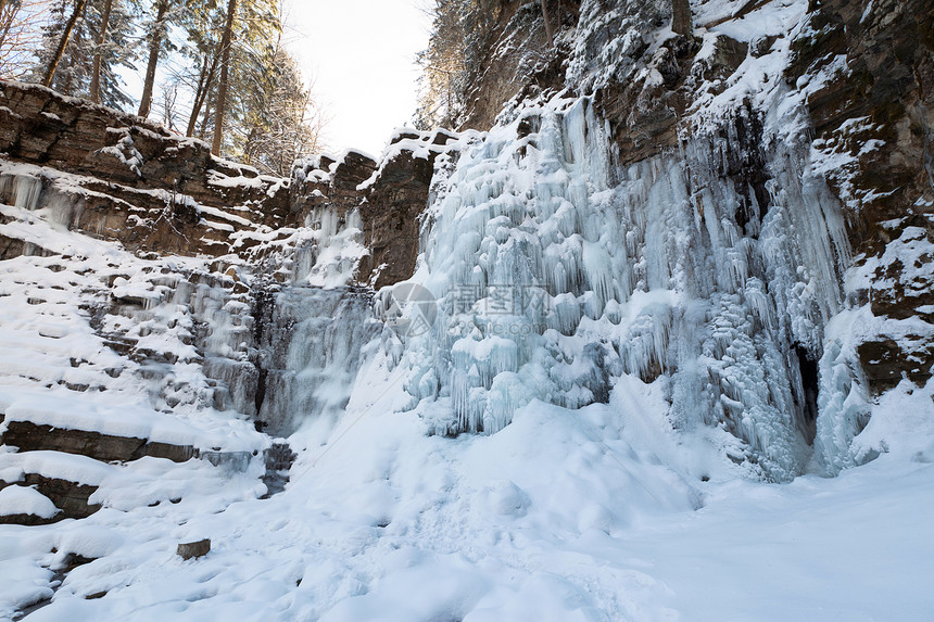 冻结瀑布水晶公园岩石峡谷季节冰柱森林图片