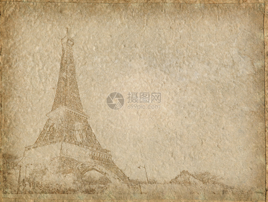 Eiffel塔巴黎旧纸图片