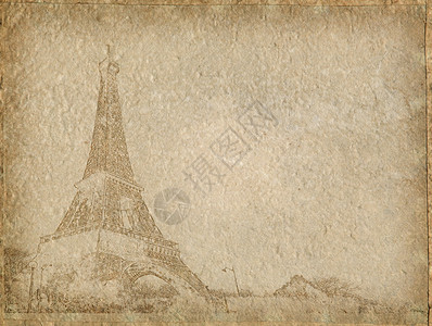 Eiffel塔巴黎旧纸背景图片