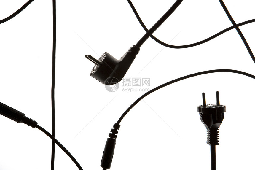 电线活力电源线两脚力量电源白色插头金属电缆黑色图片