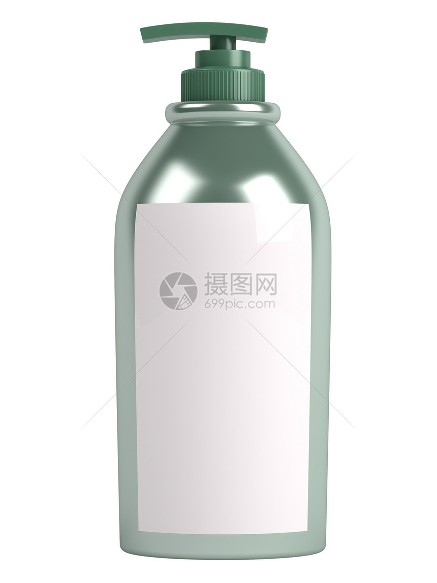 绿色洗发水瓶打扫肥皂化妆品洗发水治疗淋浴空白产品护发素凝胶图片