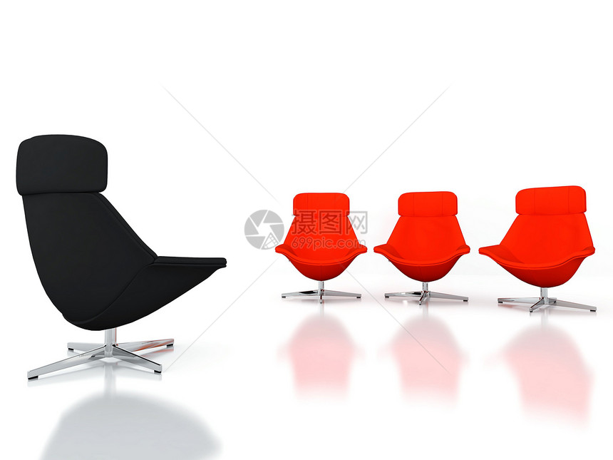 黑色和红色现代椅子图片