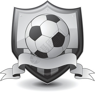足球标志徽章灰色插图团队运动金属杯子丝带背景图片