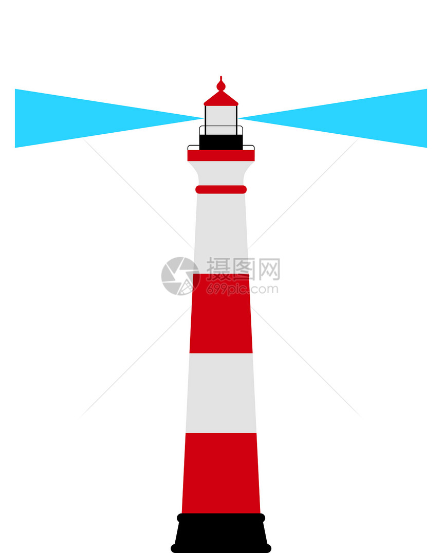 灯塔海岸插图导航航行航海蓝色信号红色白色海洋图片