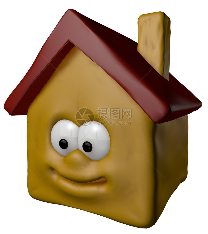 幸福快乐的家红色房子财产住宅玩具微笑建筑插图乐趣眼睛图片