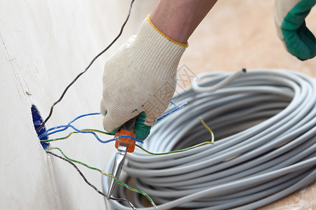 墙线工人放电线力量修理工维修接线活力服务技术员房子绝缘技术背景