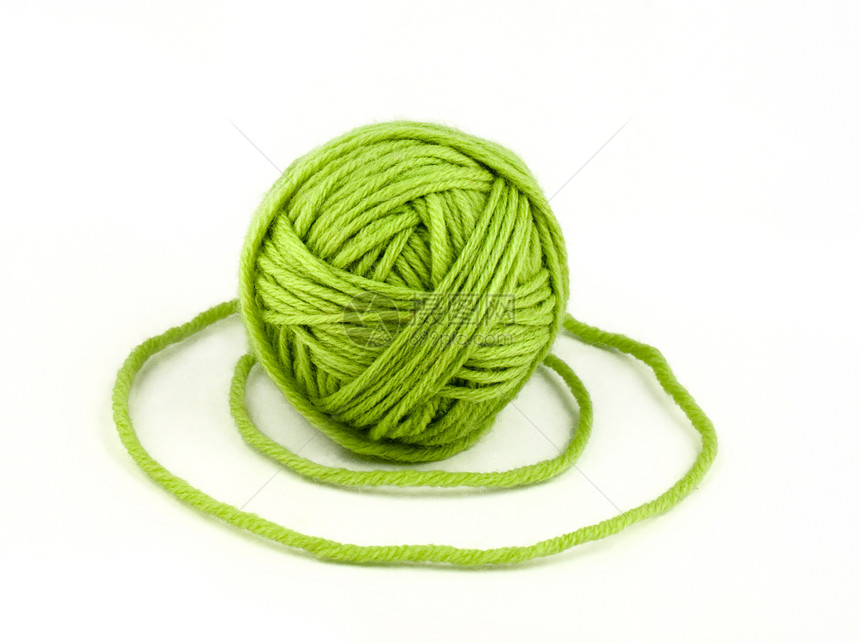 绿线球棉布解决方案线索概念材料爱好绳索羊毛纺织品细绳图片