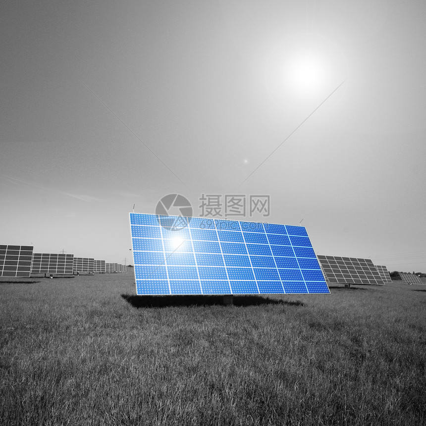 用于太阳能装置的字段面积房子经济控制板蓝色植物太阳集电极回收天空技术图片