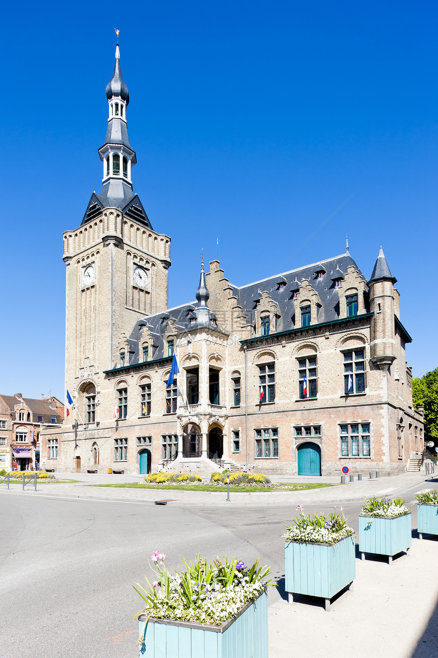 法国北帕德加莱州Bailleul市政厅城市世界外观建筑景点位置历史历史性建筑学旅行图片