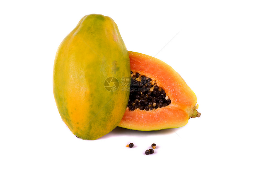 白木瓜水果异国维生素情调食物果汁木瓜种子橙子白色黄色图片