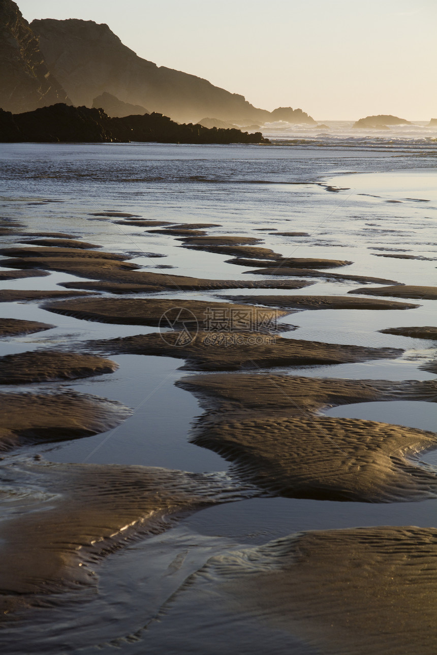 沙格里斯美丽的海滩海岸线海岸日落支撑水池晴天蓝色旅行海浪天空图片