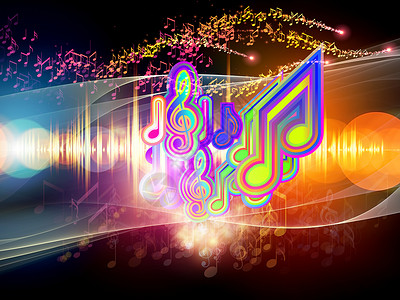 色彩多彩的声音笔记作品墙纸技术创造力音乐轻轨海浪歌曲背景图片