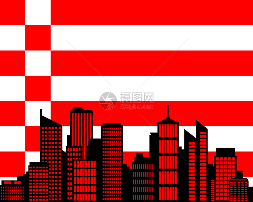 不来梅市和不来梅旗房子插图横幅天际建筑旗帜摩天大楼图片