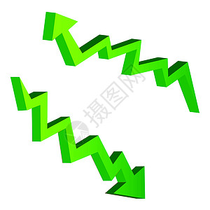 经济概念的绿箭插图说明投资损失库存指标暴跌繁荣商业生长金融市场背景图片