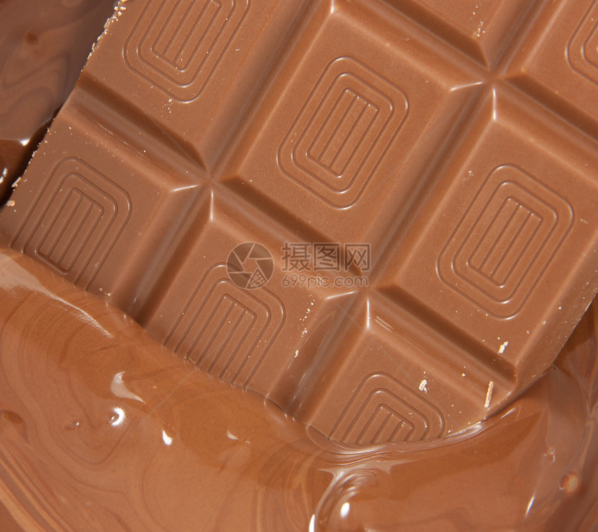液体巧克力中的巧克力盘图片