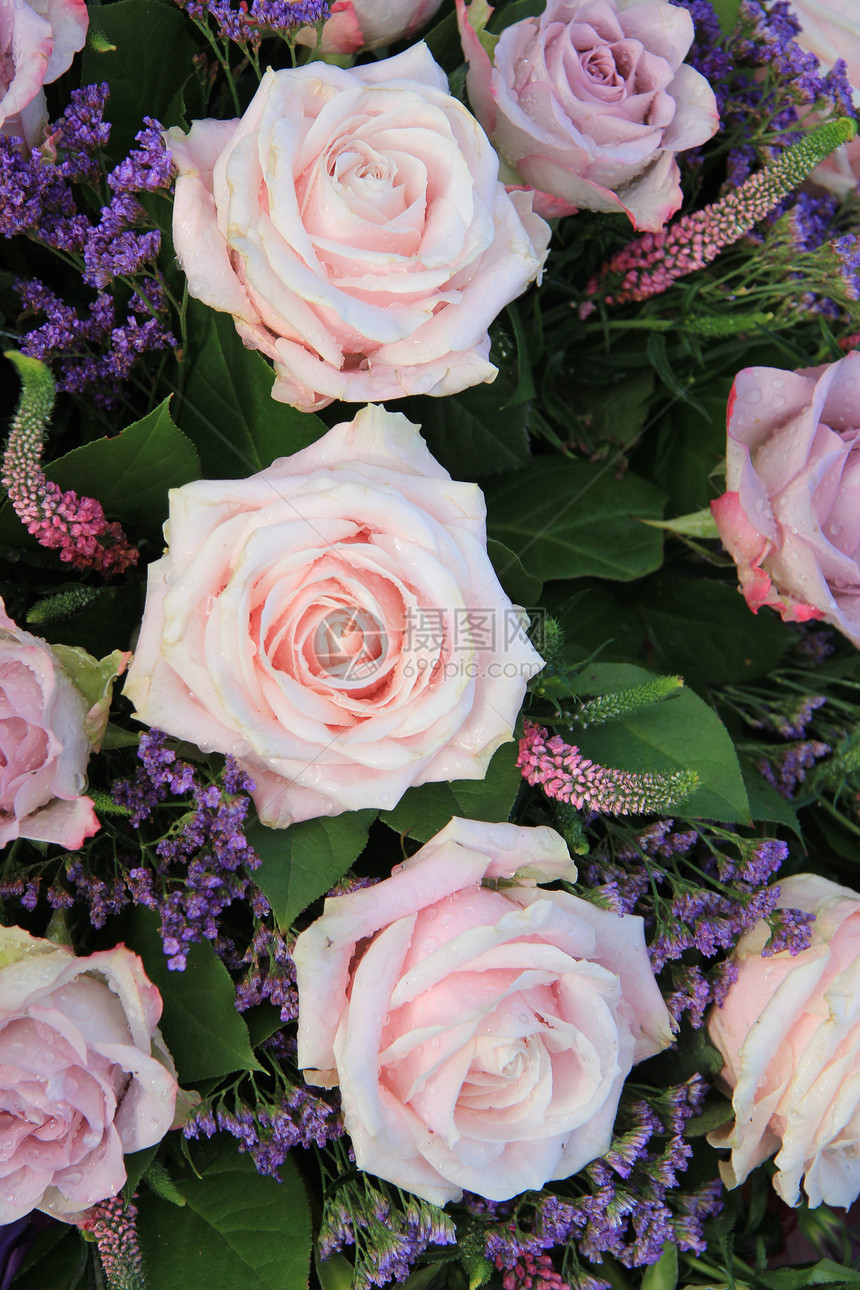 花朵安排中的粉红大玫瑰图片