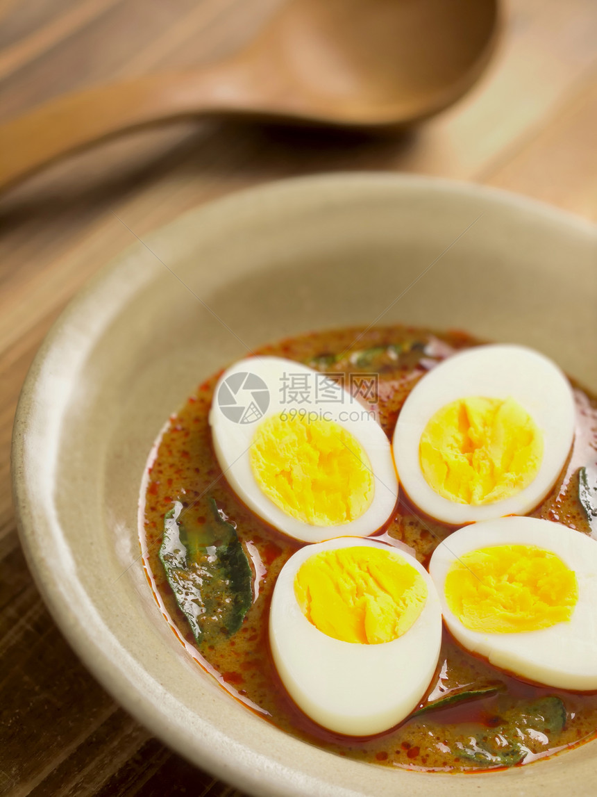 印度鸡蛋咖哩咕嘟美食食物图片