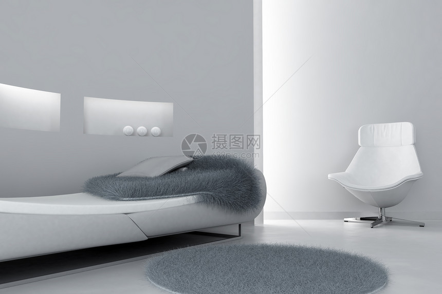 现代沙发和扶手椅在室内光调中图片