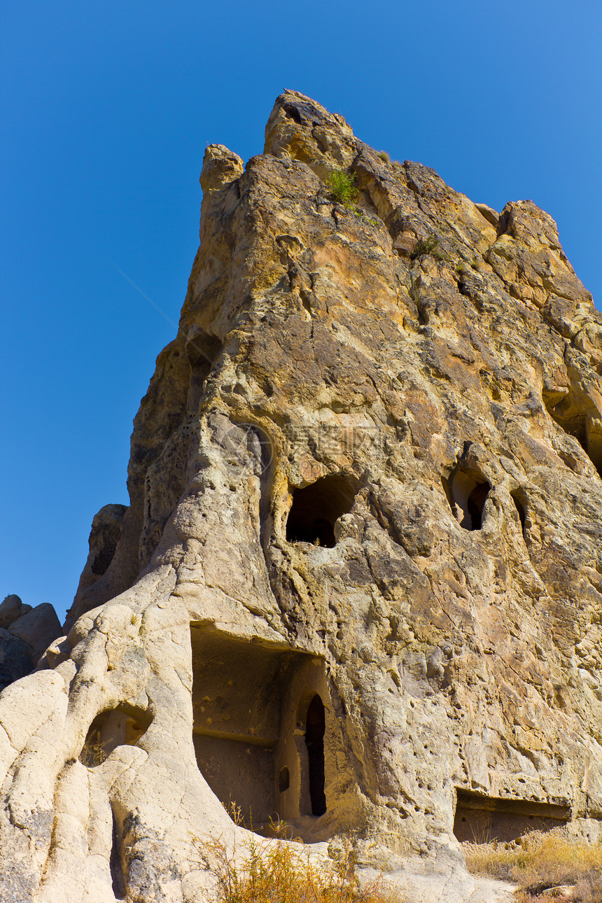 卡帕帕多西亚游客历史爬坡侵蚀砂岩石头全景洞穴旅行火鸡图片