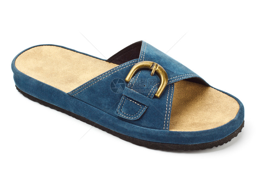 蓝色拖鞋鞋类组织女性照片水平搭扣白色褐色运动鞋海滩图片
