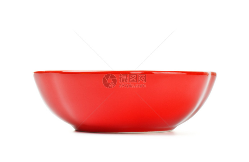红碗红色菜肴厨房沙拉餐具陶器曲线厨具白色照片图片