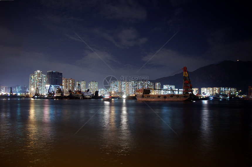 沿海岸的香港市中心市中心线条公寓旅行景观住房戏剧性交通港口城市图片