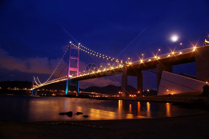 夜里香港清马桥汽车市中心车辆蓝色交通辉光运输旅行地标日落图片