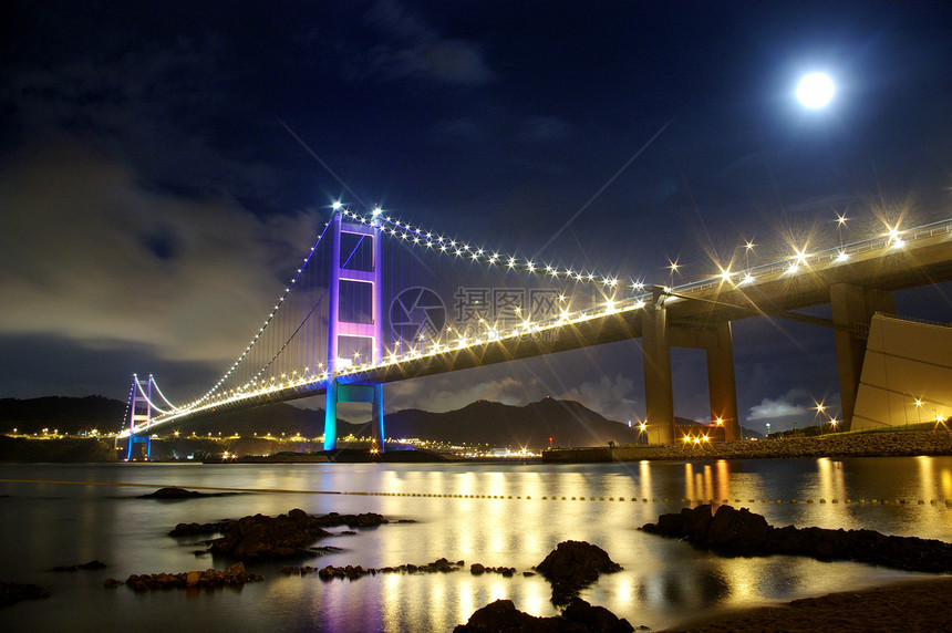 夜里香港清马桥速度交通街道运输天空车辆建筑曲线汽车市中心图片