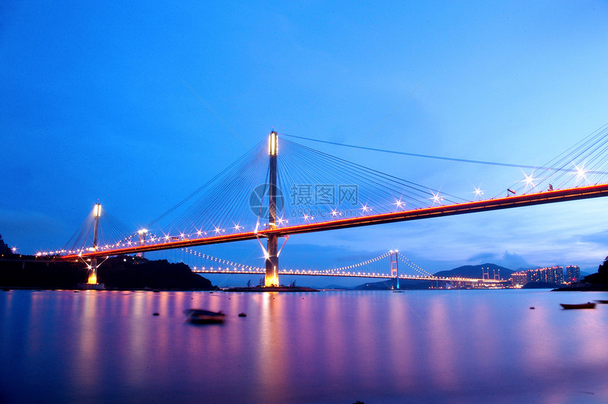 钟九桥 晚上在香港金融海岸天空商业旅游电缆金属游客城市建筑图片
