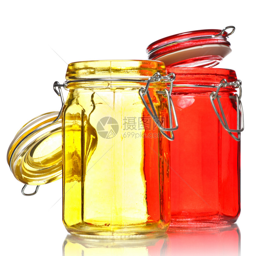 Glass Jars 用于喷雾瓶子插头闩锁烹饪银行厨房照片白色集装箱餐具图片