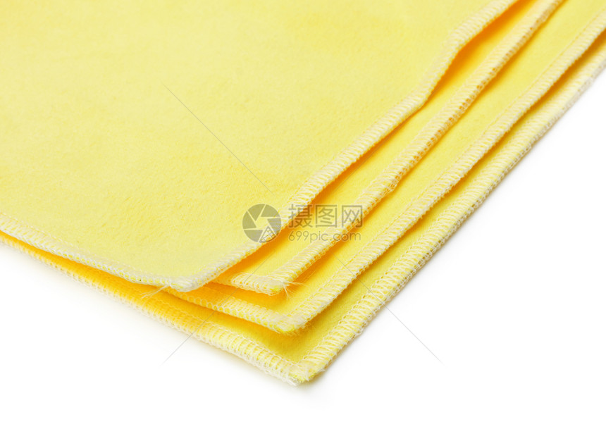 黄黄色微纤维粉尘器卫生打扫纺织品照片正方形清扫折叠棉布白色抹布图片
