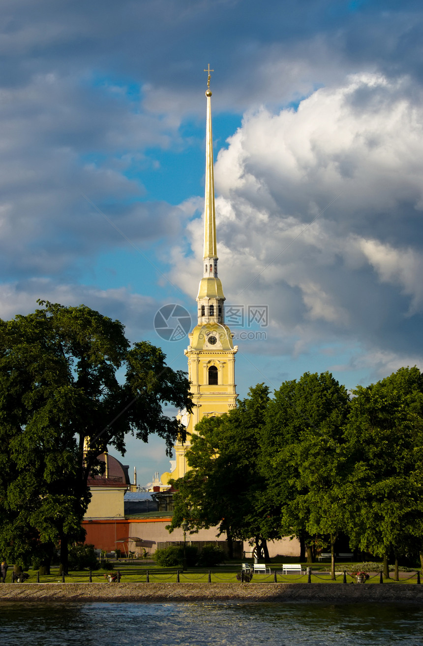 彼得和保罗堡垒 俄罗斯圣彼得堡建筑学历史性旅游教会大教堂防御城市宗教天空景观图片