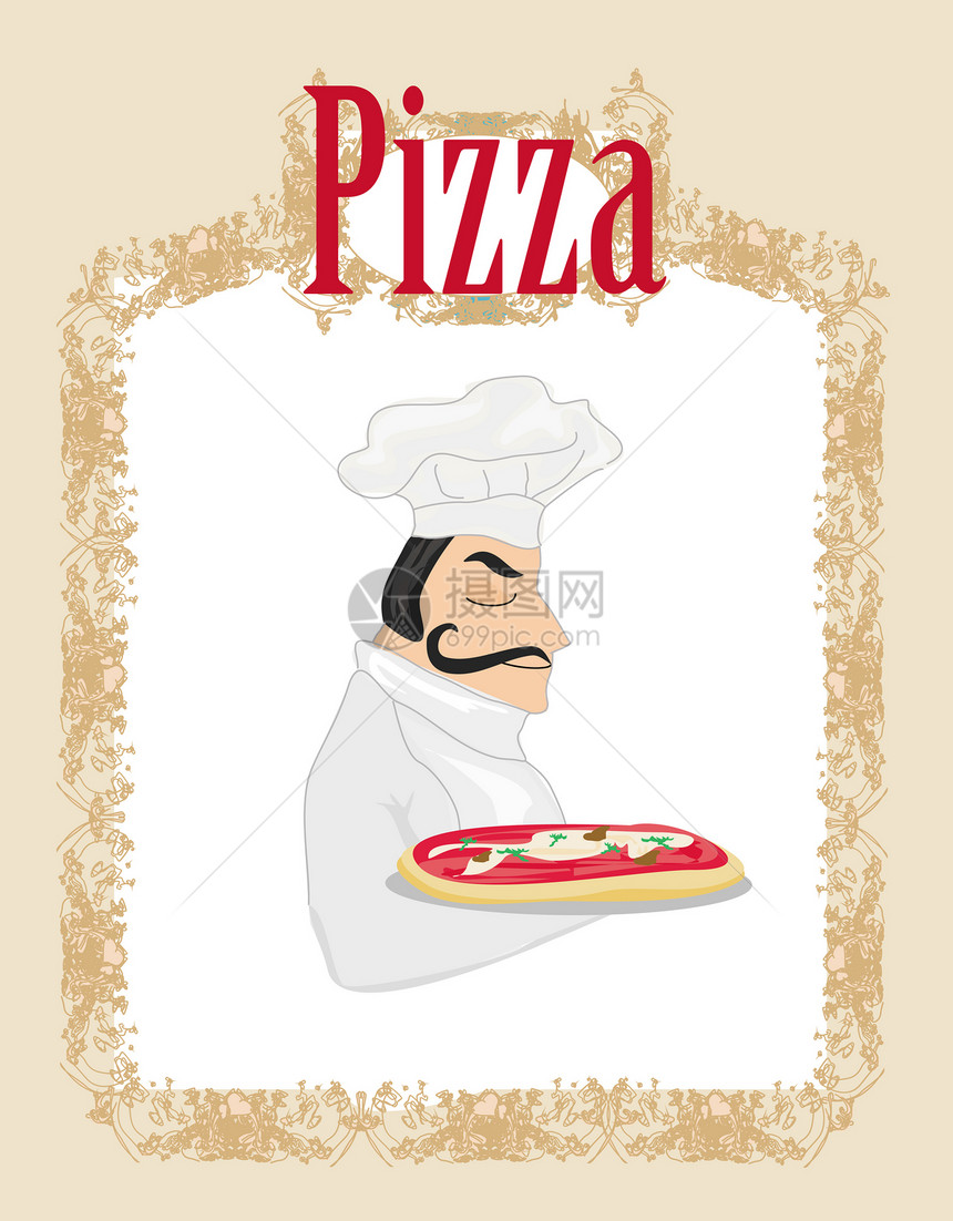 Pizza 菜单模板餐厅创造力框架卡片公司茶点食物身份午餐烹饪图片