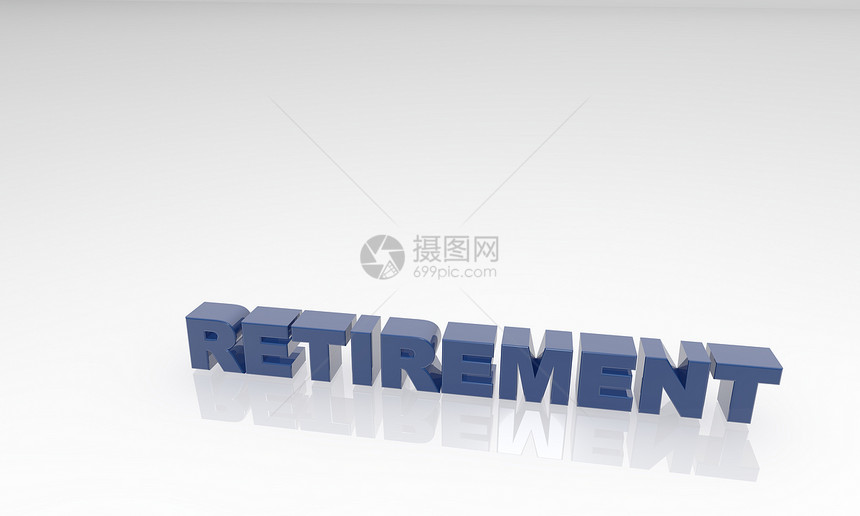 白色背景上的 3D 文字蓝色退休图片