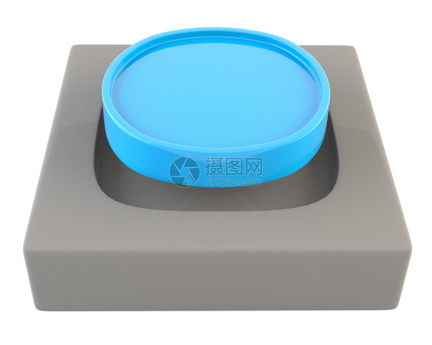 蓝按钮圆形塑料力量插图信号白色电子恐慌宏观控制图片