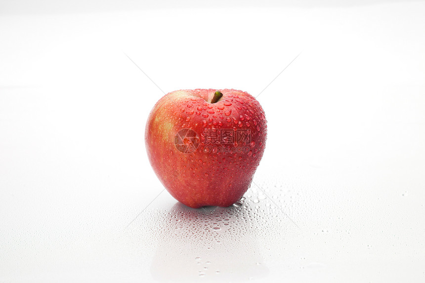 白色的苹果食物花园水果水滴反射甜点健康饮食生态红色图片