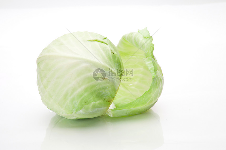 绿色卷心菜头蔬菜水果食物圆形营养维生素膳食树叶白色收成图片