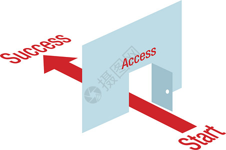 通往成功之门访问通往成功入口的箭头路径插画