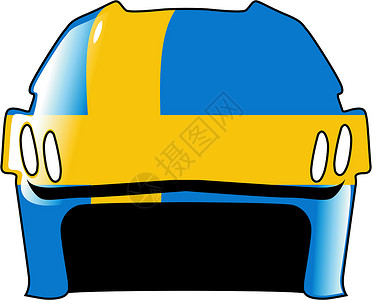 瑞典颜色的曲棍球头盔背景图片