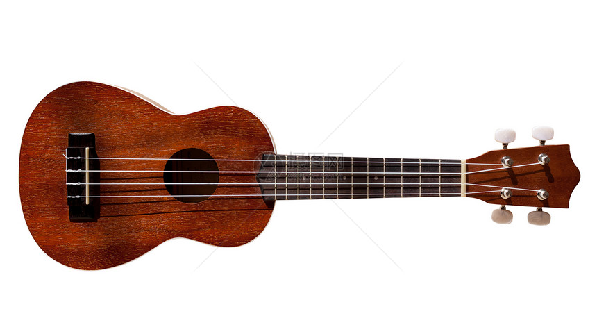 夏威夷四弦吉他 白色上隔离四个字符串音乐工匠国家阴影四弦水平细绳棕色闲暇尤克里里图片