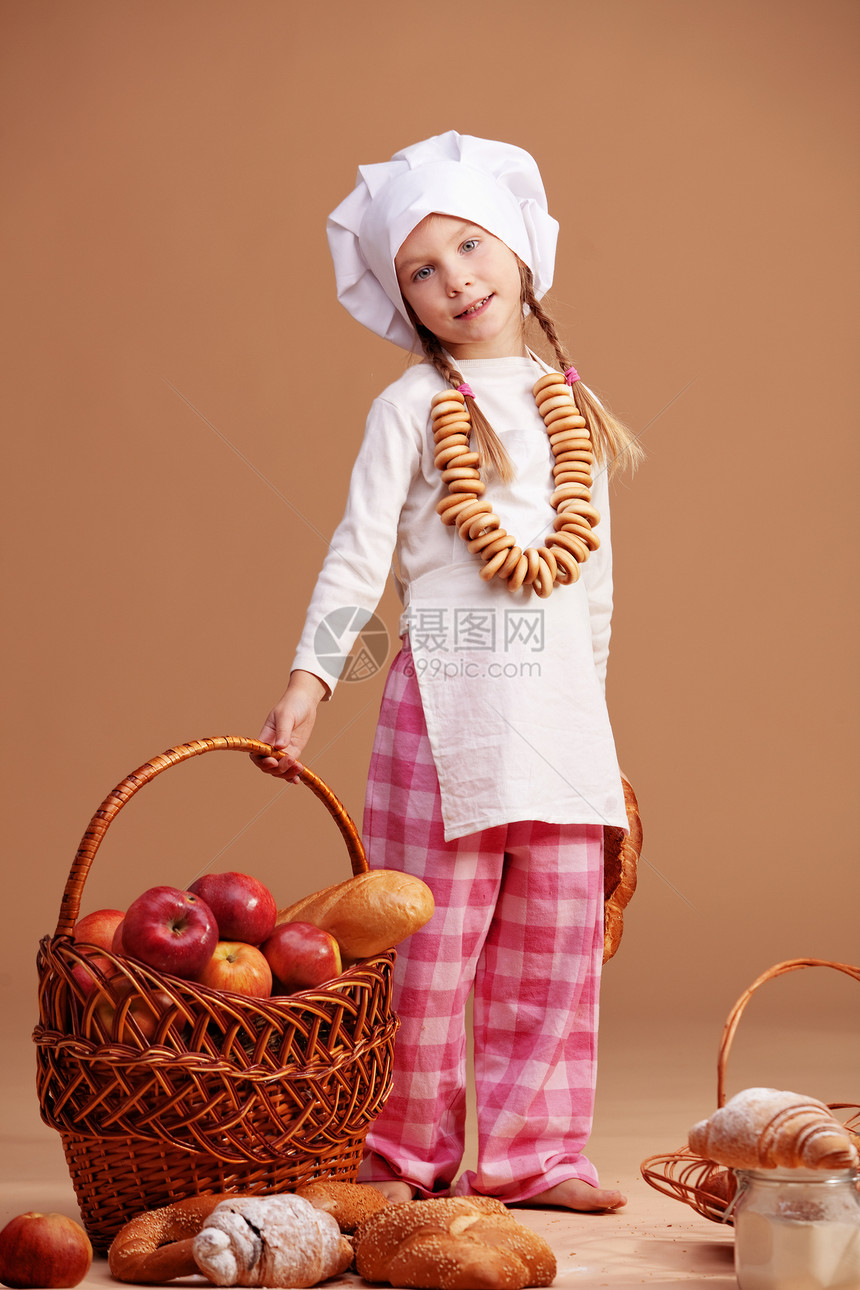 小可爱面包师厨师育儿工作室童年乐趣快乐婴儿脆皮篮子帽子图片
