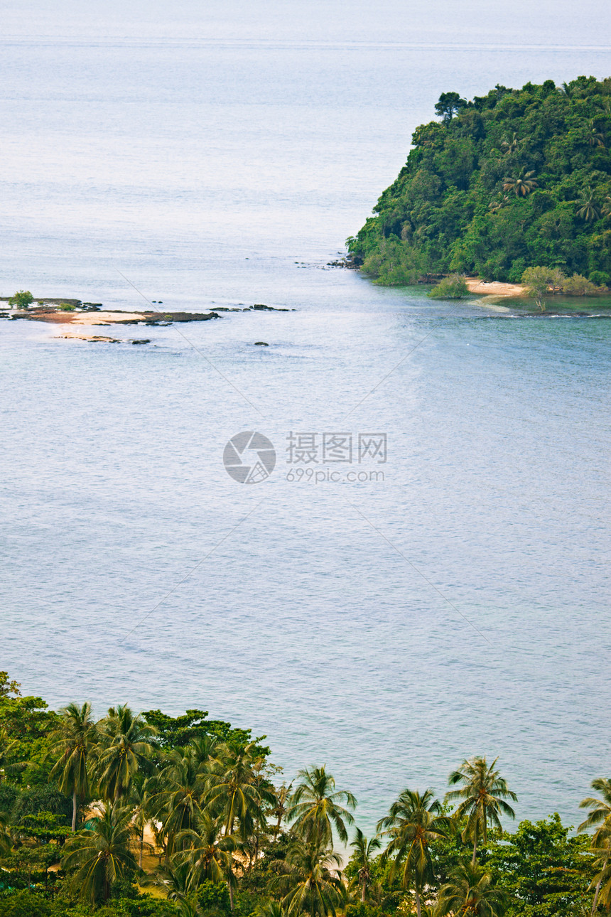 安达曼海高角度旅游海浪太阳石头天蓝色风景异国水晶旅行图片