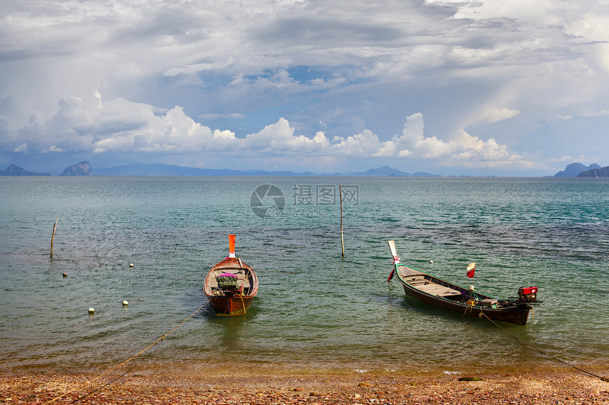 泰国长船珊瑚阳光娱乐悬崖支撑风景海浪岩石蓝色天堂图片
