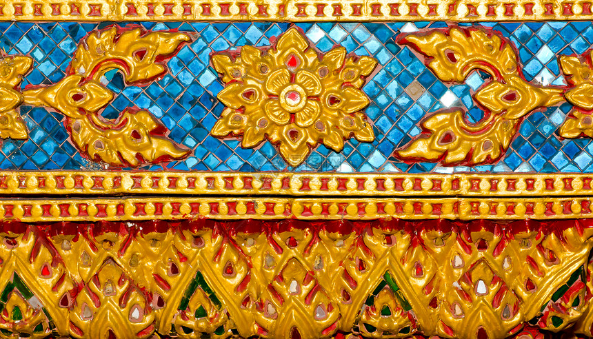 雕刻在寺庙墙上的土著艺术反射窗户工艺金子手工教会宗教框架传统模具图片
